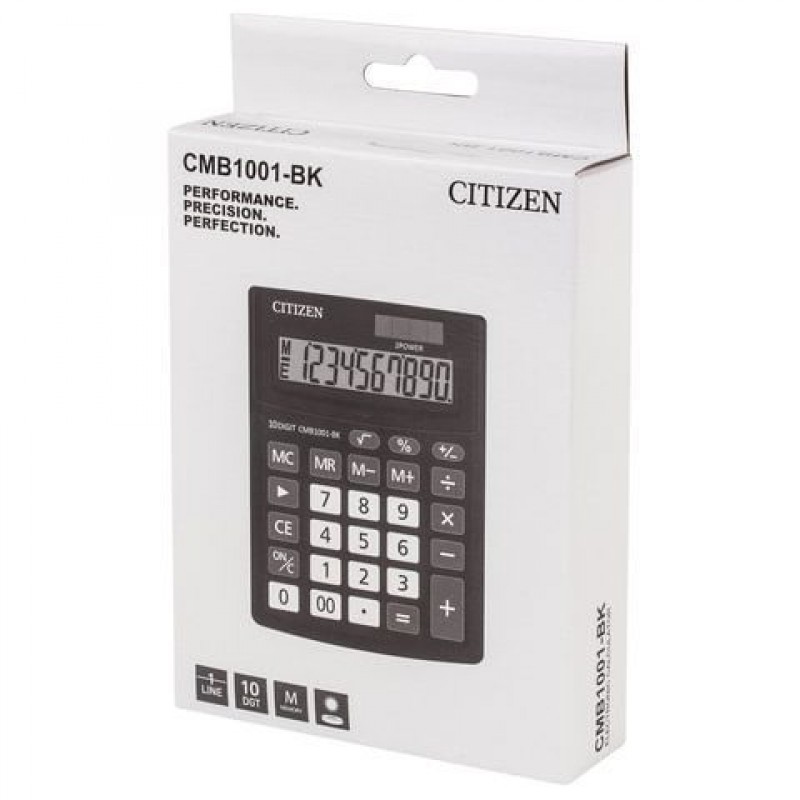 Калькулятор карманный Citizen CMB1001-BK 10 разр.двойное питание 103*133*103mm черный